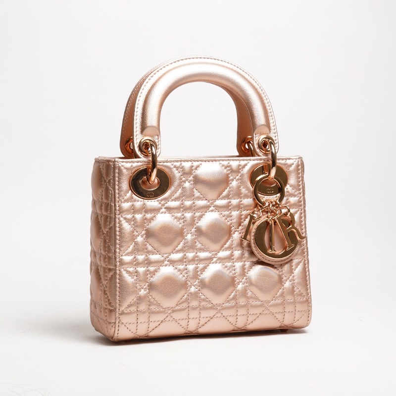 Dior三格香檳粉黛妃包-16