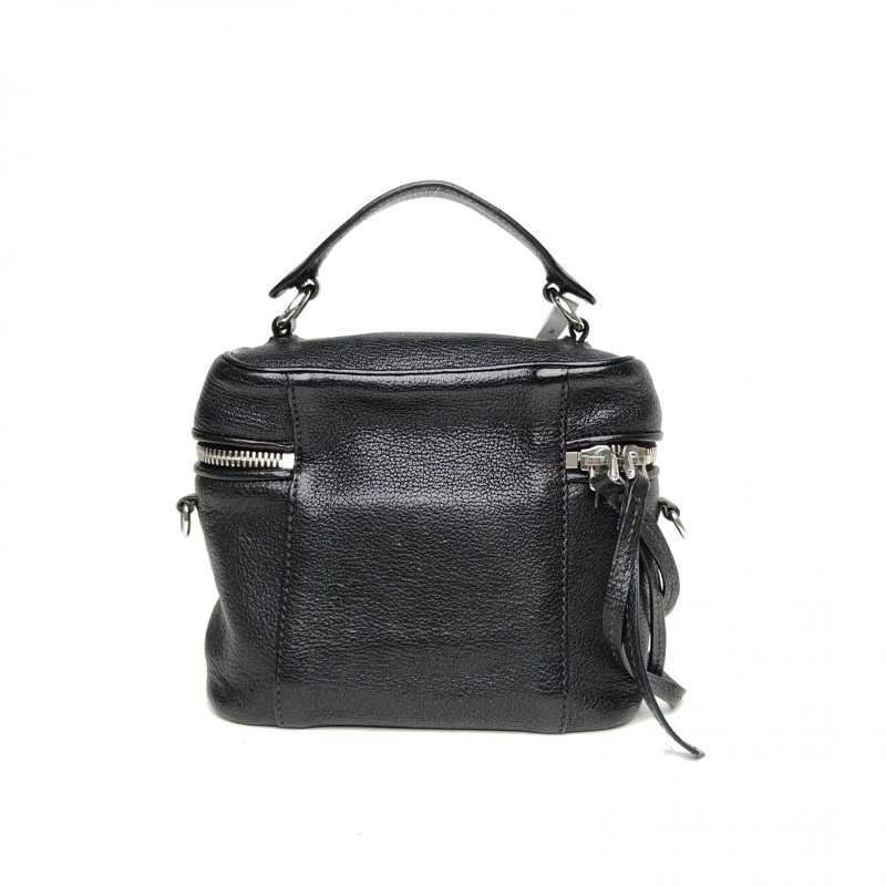 MIUMIU 黑色羊皮銀扣化妝盒手提單肩包-2