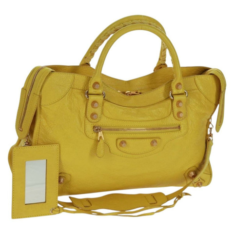 BALENCIAGA Giant City 手提包 皮革 2way 黃金色 281770 正品 168314SAV