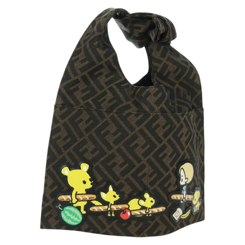 FENDI Zucca帆布Taroout手提包 棕色/黑色 正品 173118SM