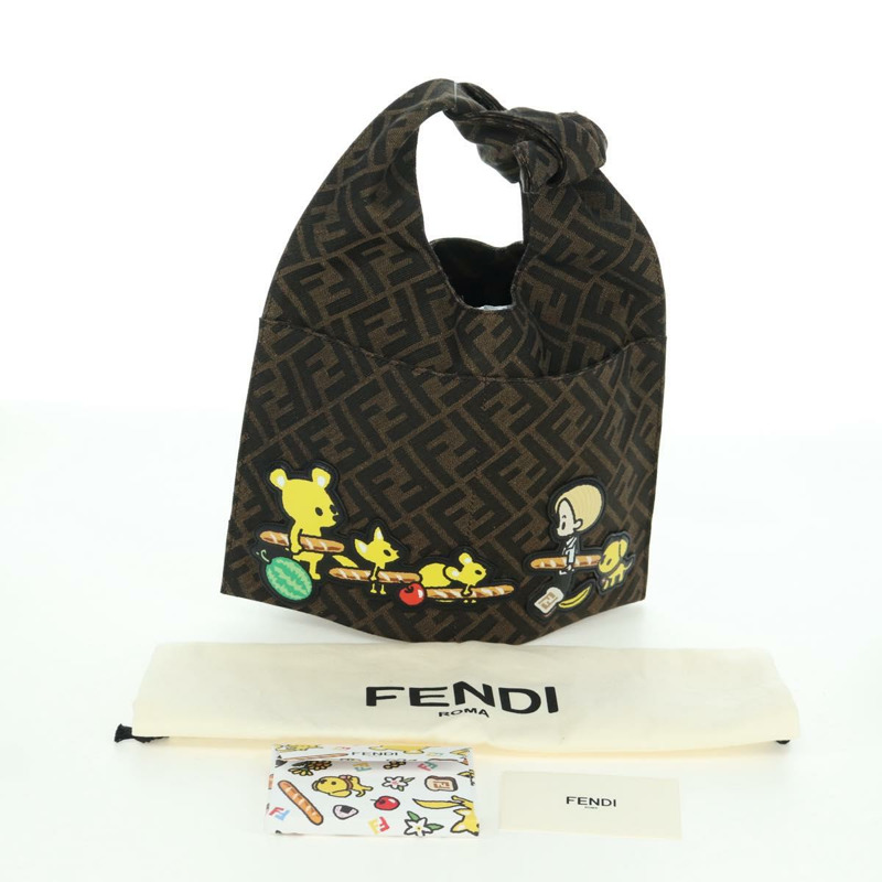 【日本直送】FENDI Zucca帆布Taroout手提包 棕色/黑色 正品 173118SM-11