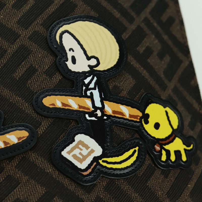 【日本直送】FENDI Zucca帆布Taroout手提包 棕色/黑色 正品 173118SM-18