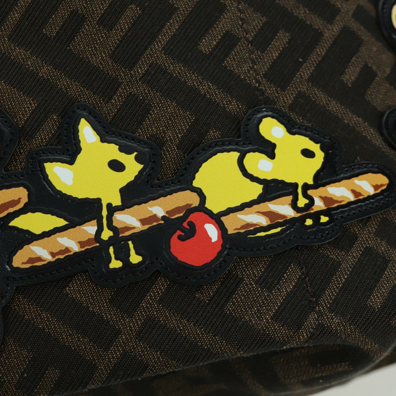 【日本直送】FENDI Zucca帆布Taroout手提包 棕色/黑色 正品 173118SM-19