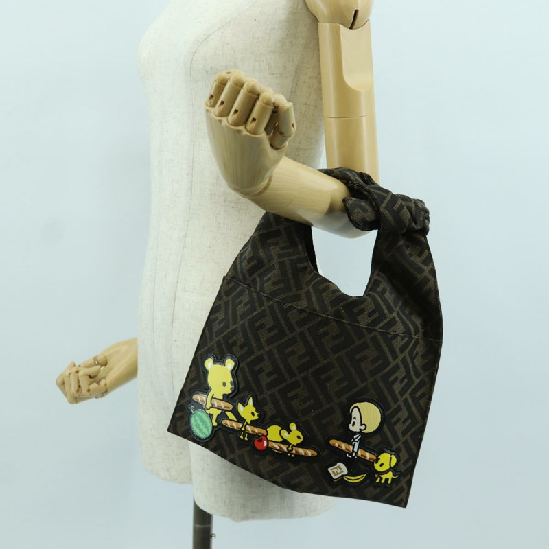 【日本直送】FENDI Zucca帆布Taroout手提包 棕色/黑色 正品 173118SM-24