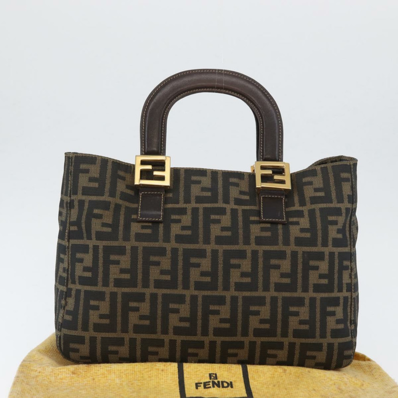 【日本直送】FENDI Zucca帆布手提包 棕色 黑色 正品 ka2934V-11