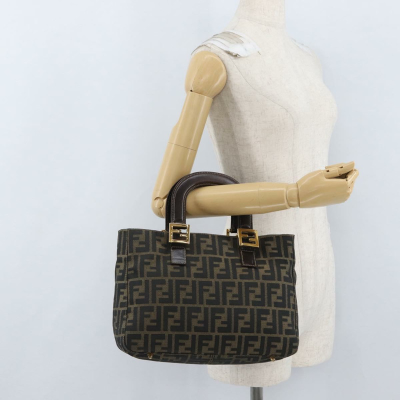 【日本直送】FENDI Zucca帆布手提包 棕色 黑色 正品 ka2934V-23