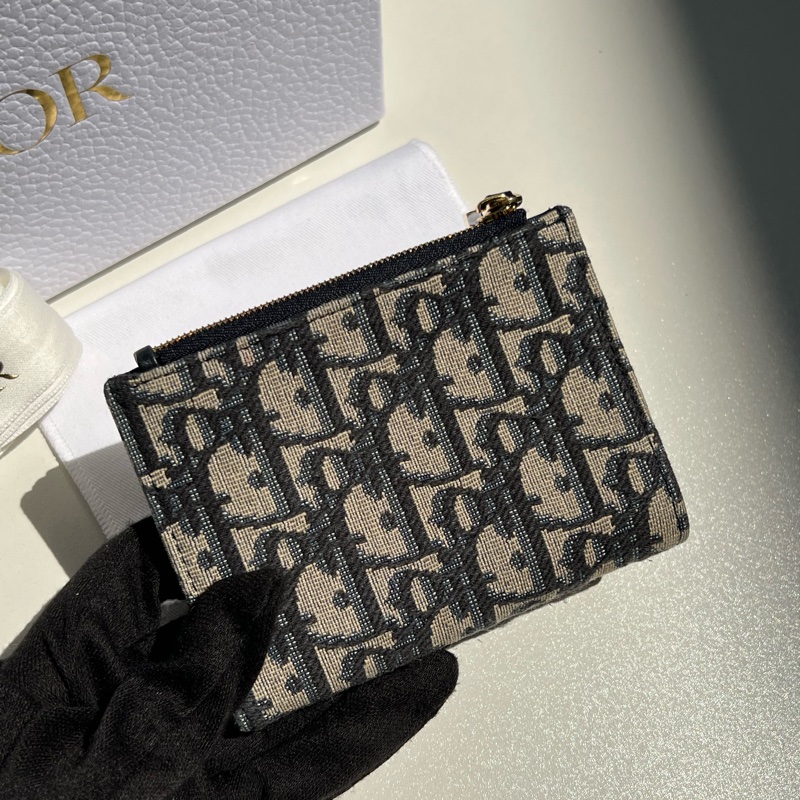 Dior老花刺繡短夾-2