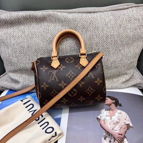 LV老花speedy nano枕頭包波士頓包