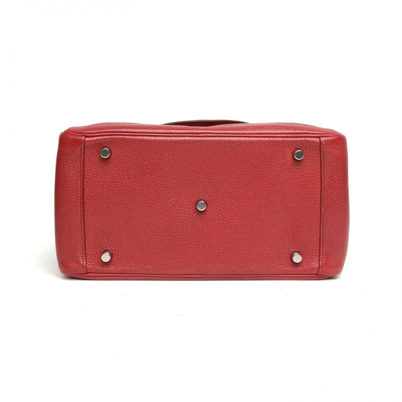 HERMES Lindy30寶石紅Togo皮框Q銀扣肩背包-3