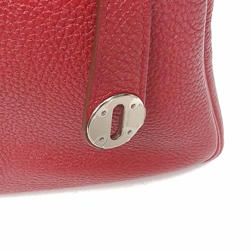 HERMES Lindy30寶石紅Togo皮框Q銀扣肩背包-4