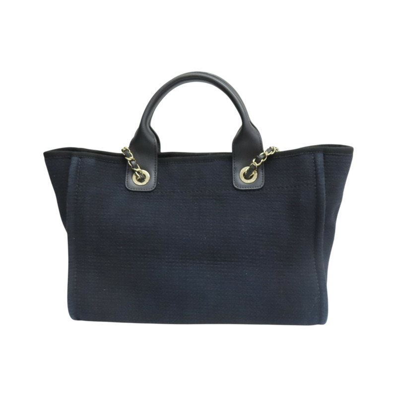 黑色 帆布 Deauville 沙灘包 手提包 (缺小袋) AS3257【CHANEL 香奈兒】 AS3257-1