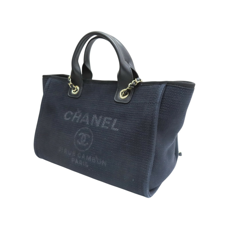 黑色 帆布 Deauville 沙灘包 手提包 (缺小袋) AS3257【CHANEL 香奈兒】 AS3257-2