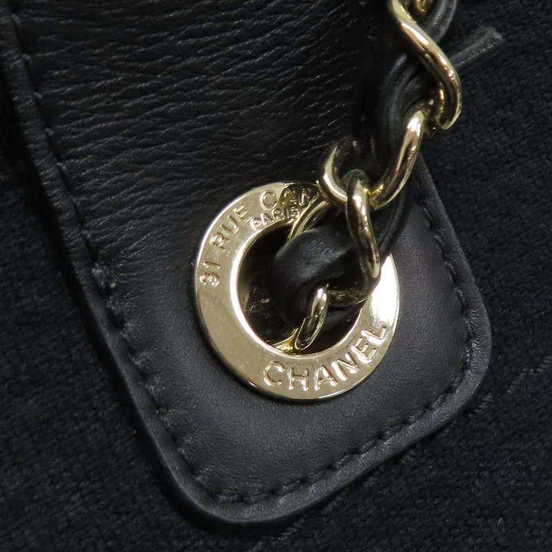 黑色 帆布 Deauville 沙灘包 手提包 (缺小袋) AS3257【CHANEL 香奈兒】 AS3257-15