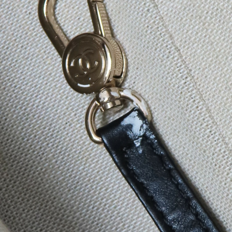 黑色 帆布 Deauville 沙灘包 手提包 (缺小袋) AS3257【CHANEL 香奈兒】 AS3257-16