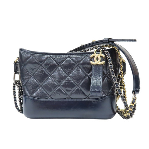 深藍色 漆皮 Gabrielle Small 流浪包 肩背包【CHANEL 香奈兒】 A91810