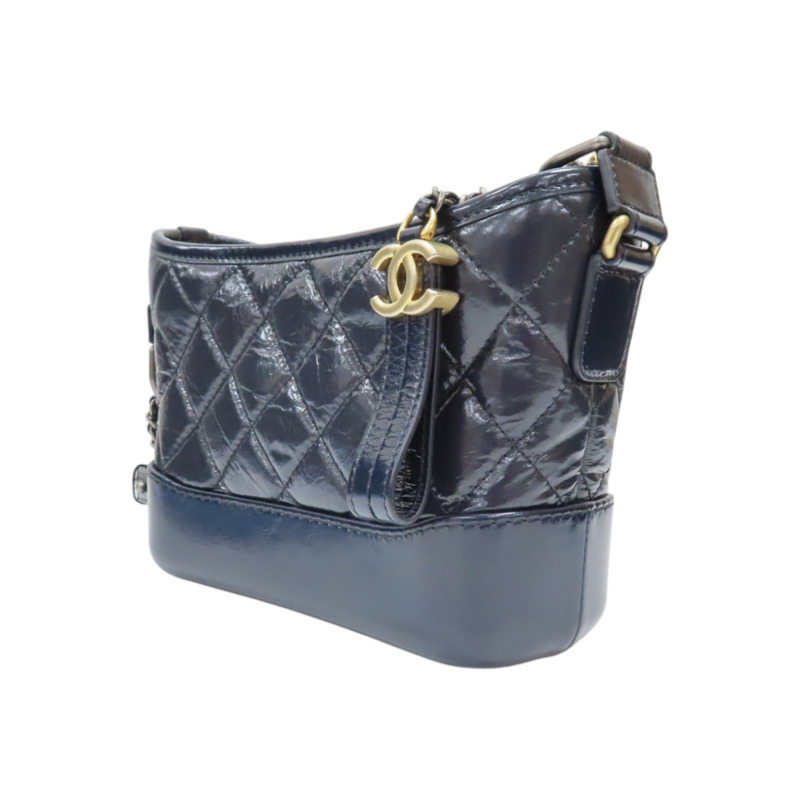 深藍色 漆皮 Gabrielle Small 流浪包 肩背包【CHANEL 香奈兒】 A91810-2