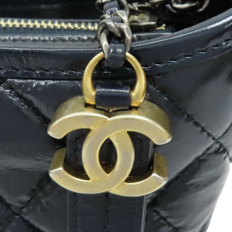 深藍色 漆皮 Gabrielle Small 流浪包 肩背包【CHANEL 香奈兒】 A91810-6