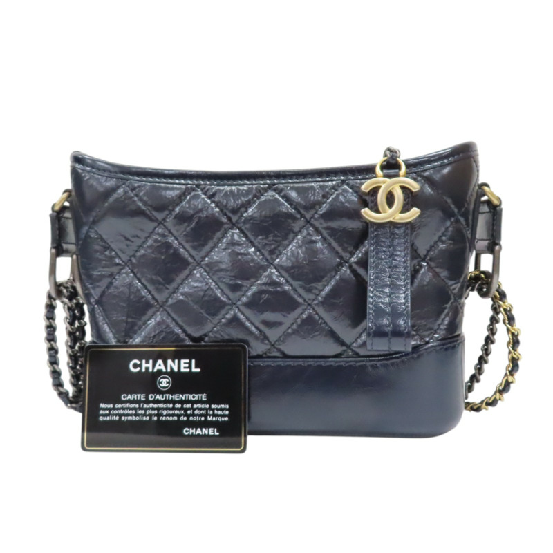 深藍色 漆皮 Gabrielle Small 流浪包 肩背包【CHANEL 香奈兒】 A91810-9