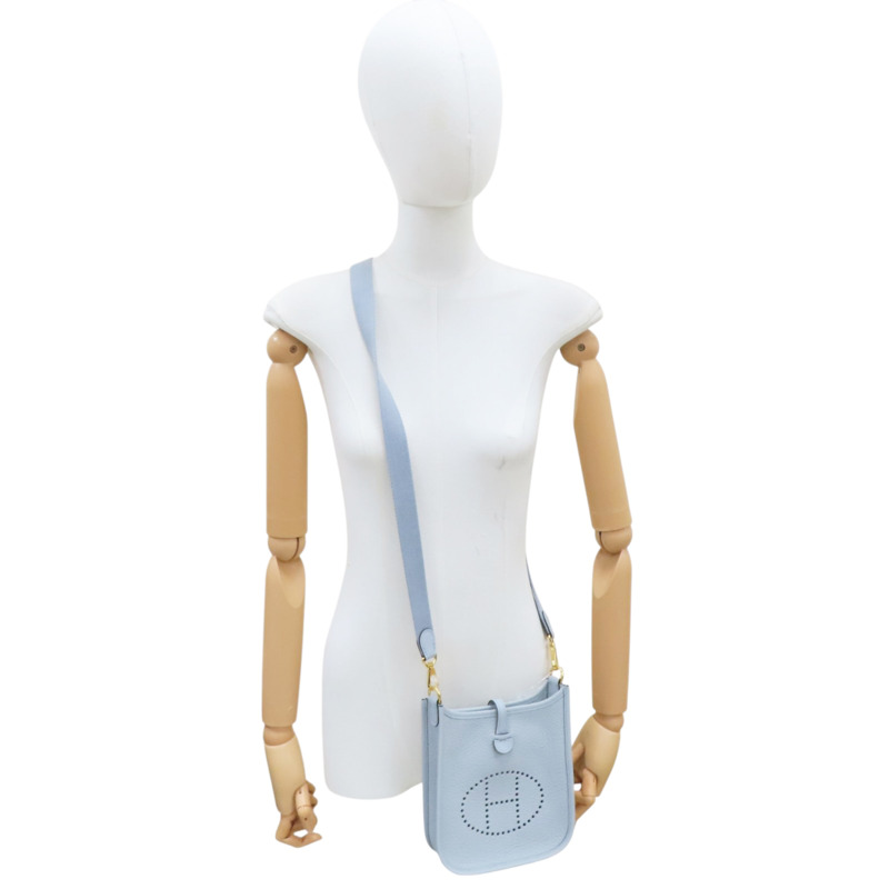 冰川藍 Taurillon牛皮 Evelyne Mini 肩背包 W刻【HERMES 愛馬仕】 H069426CC-7