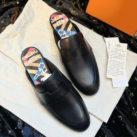 99新閒置未使用Hermes愛馬仕黑色Catena半拖 37碼