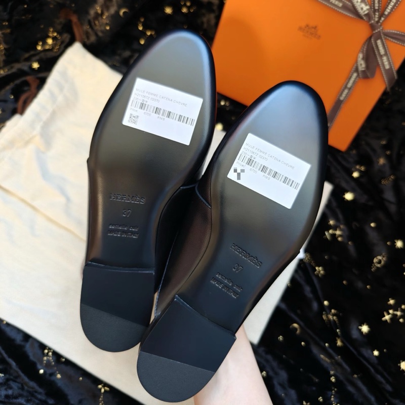 99新閒置未使用Hermes愛馬仕黑色Catena半拖 37碼-4
