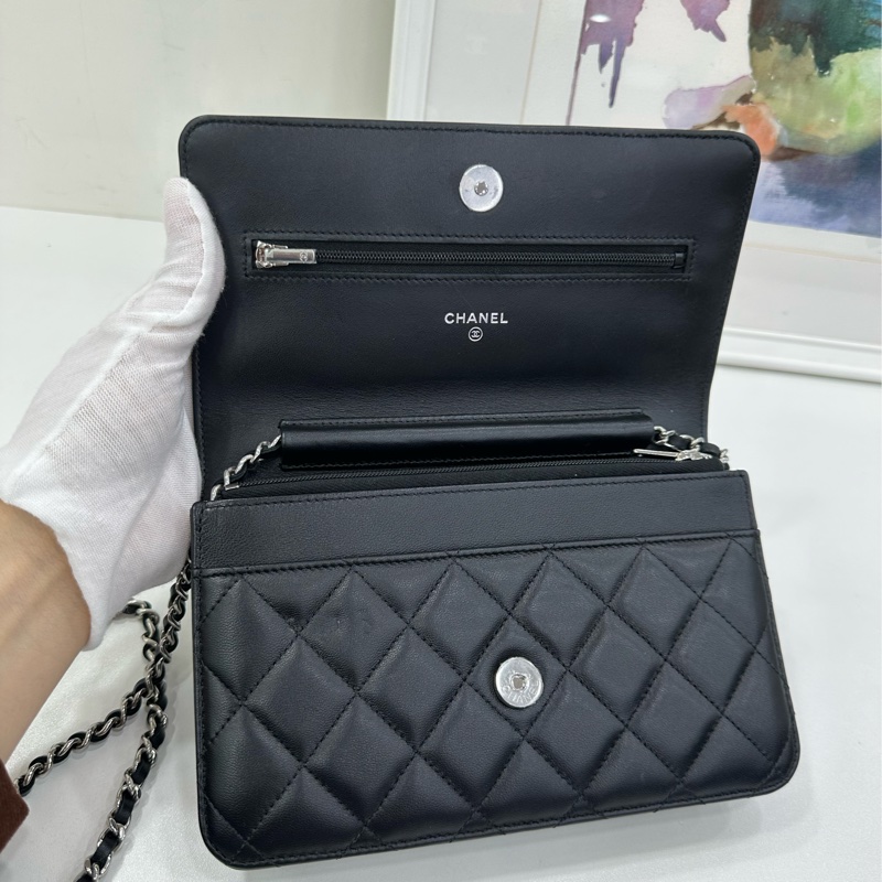 Chanel香奈兒 黑銀牛皮 woc 23年晶片 閒置-5