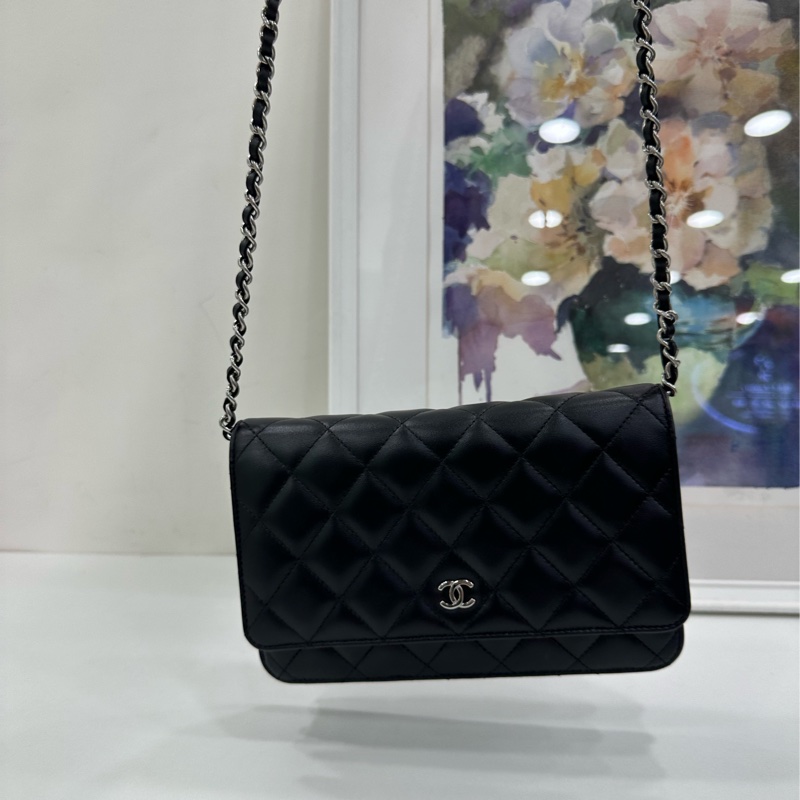 Chanel香奈兒 黑銀牛皮 woc 23年晶片 閒置-7