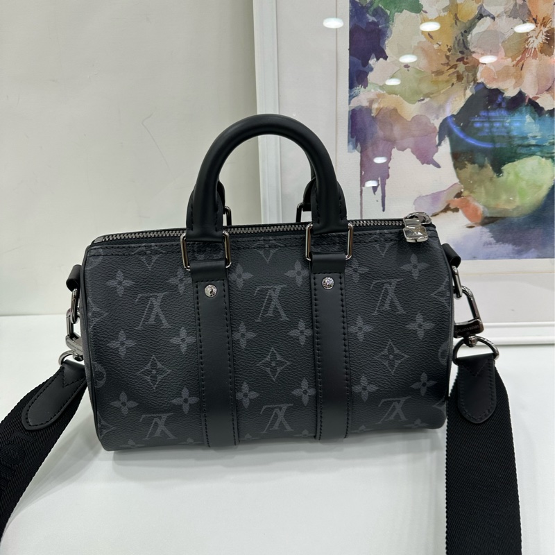 LV 路易威登 keepall 25 黑武士 黑花 晶片-2