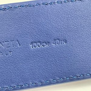 ＊奢華大道國際精品＊【BV307】BV藍色牛皮大編織皮帶 寬3.4CM 100CM-3