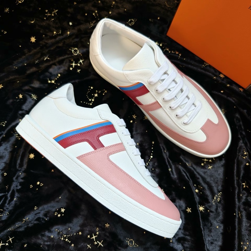 Hermes休閒鞋愛馬仕Boomerang白粉拼色休閒板鞋 37.5碼-1