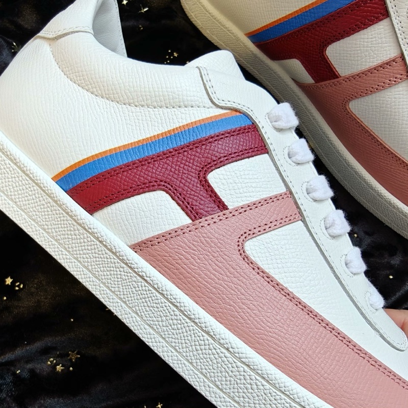 Hermes休閒鞋愛馬仕Boomerang白粉拼色休閒板鞋 37.5碼-2