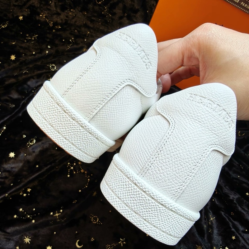 Hermes休閒鞋愛馬仕Boomerang白粉拼色休閒板鞋 37.5碼-3