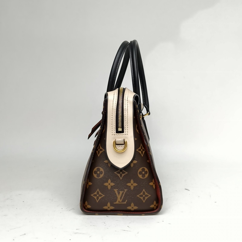 LOUIS VUITTON TUILERIES雙手柄拼皮手袋老花牛皮/PVC金扣2018肩背包-1