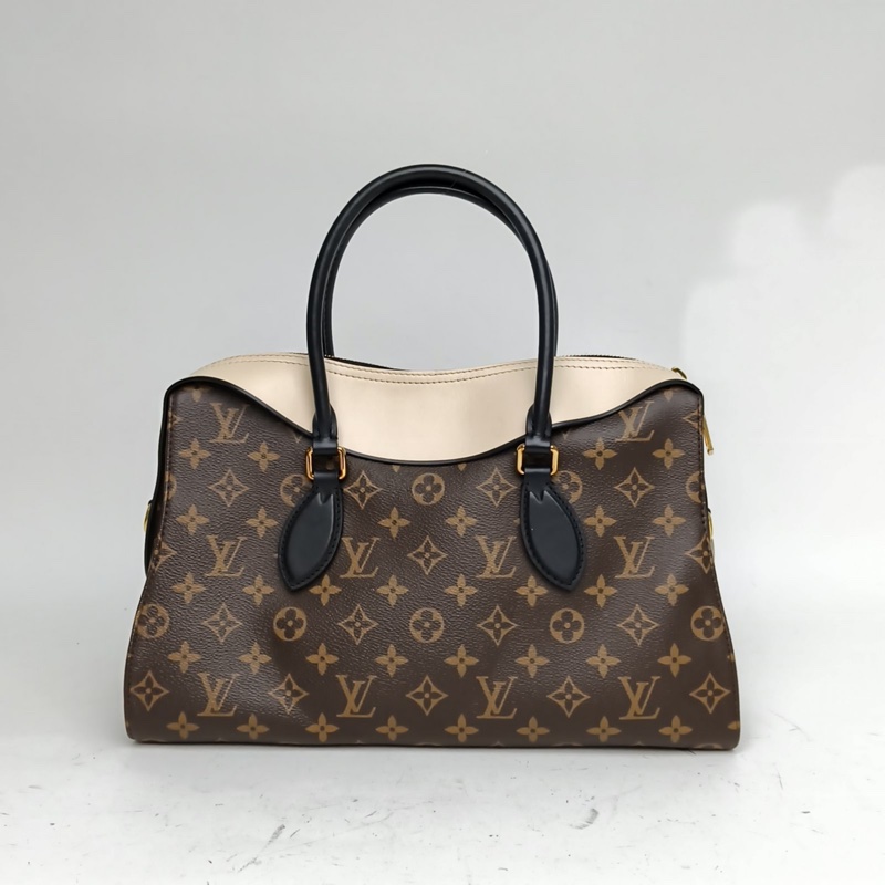 LOUIS VUITTON TUILERIES雙手柄拼皮手袋老花牛皮/PVC金扣2018肩背包-2