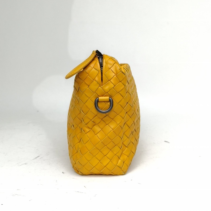 BOTTEGA VENETA 薑黃色羊皮鎢鋼扣經典編織相機包斜挎包-1