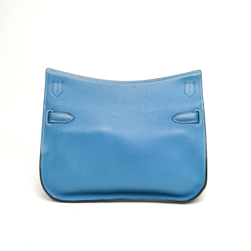 HERMES 吉普賽Jypsiere28牛仔藍TC皮框N銀扣肩背包-2