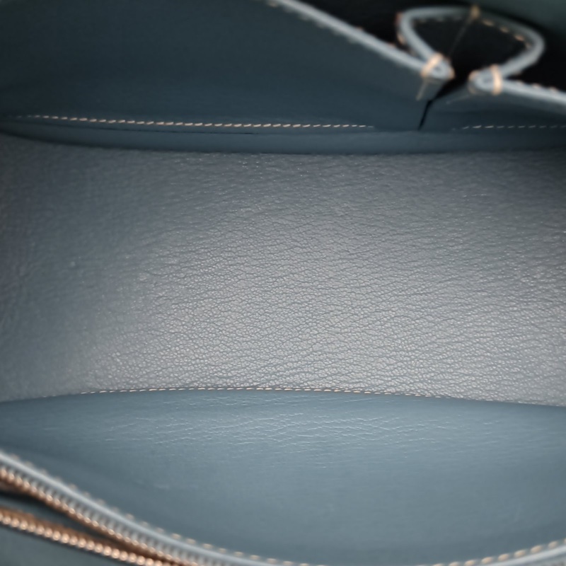 HERMES 吉普賽Jypsiere28牛仔藍TC皮框N銀扣肩背包-5