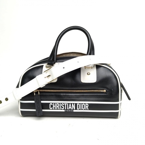 DIOR 黑白牛皮金扣2022DiorVibe保齡球包肩背包