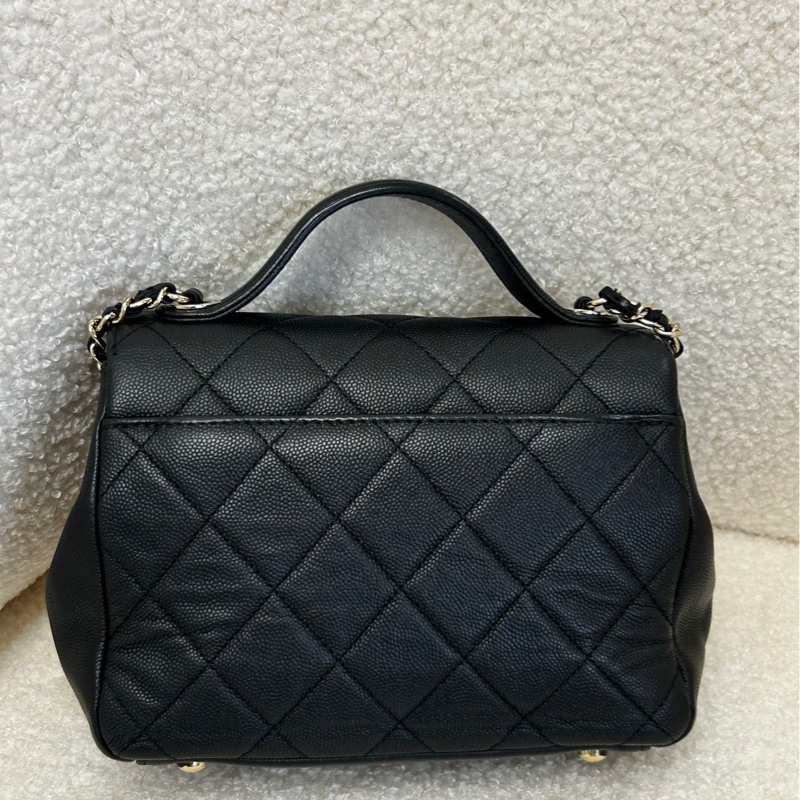 chanel 香奈兒 黑金荔枝紋牛皮 Affinity 郵差包 牛皮手提單肩斜挎包 小號 有卡 30開 尺寸：19*7*14cm-2