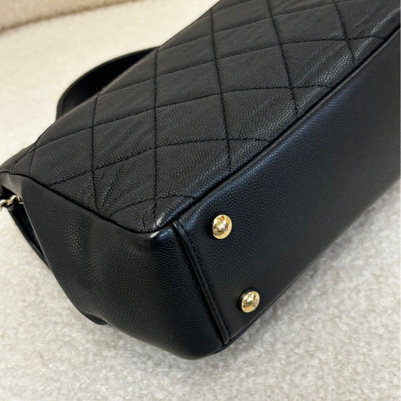 chanel 香奈兒 黑金荔枝紋牛皮 Affinity 郵差包 牛皮手提單肩斜挎包 小號 有卡 30開 尺寸：19*7*14cm-5