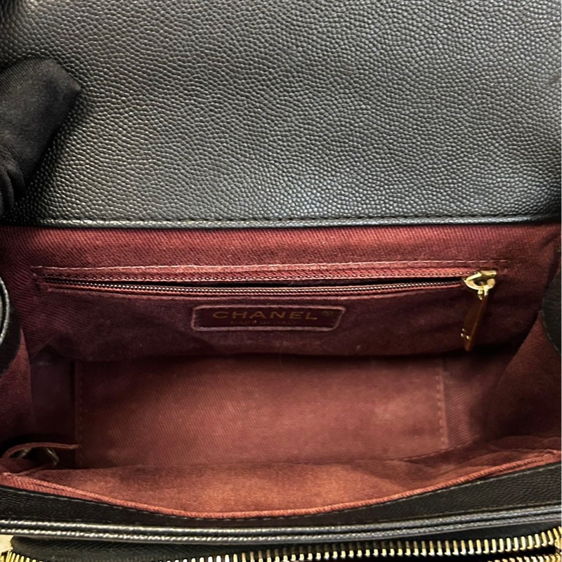 chanel 香奈兒 黑金荔枝紋牛皮 Affinity 郵差包 牛皮手提單肩斜挎包 小號 有卡 30開 尺寸：19*7*14cm-7