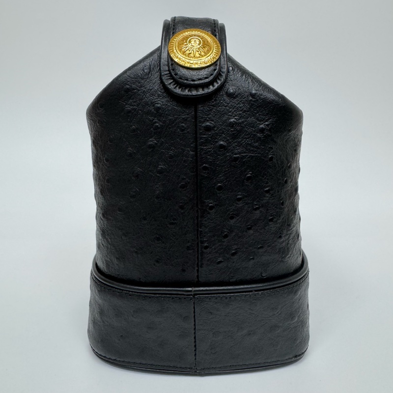 Versace 中古黑金鴕鳥紋手提包​​ 便當包 特殊款-4