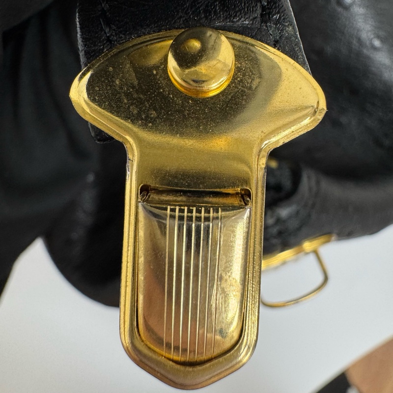 Versace 中古黑金鴕鳥紋手提包​​ 便當包 特殊款-9