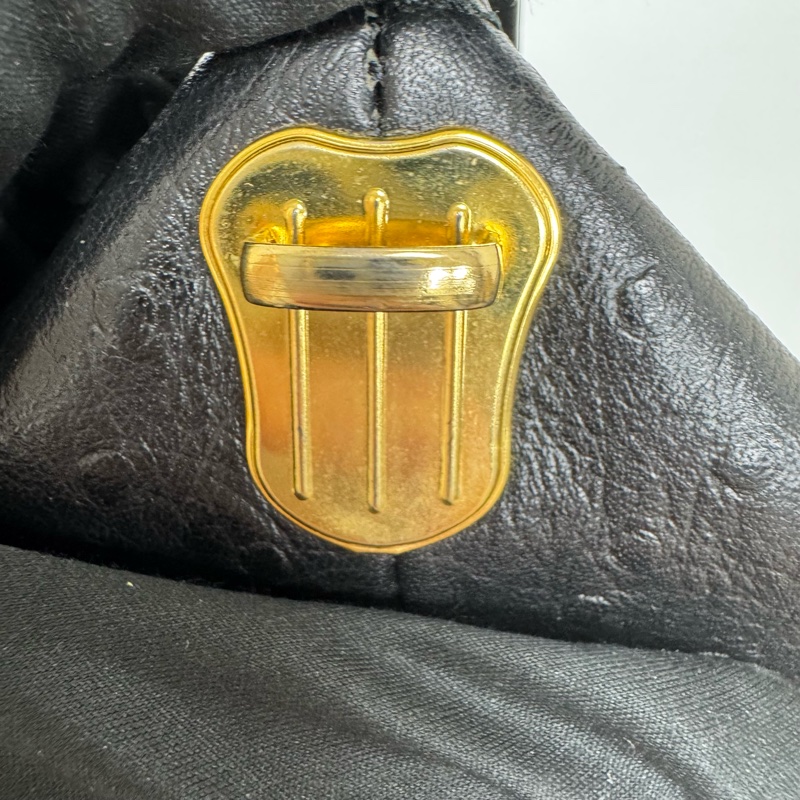 Versace 中古黑金鴕鳥紋手提包​​ 便當包 特殊款-10