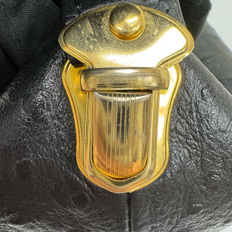 Versace 中古黑金鴕鳥紋手提包​​ 便當包 特殊款-11