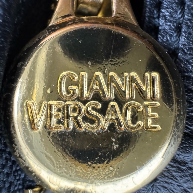 Versace 中古黑金鴕鳥紋手提包​​ 便當包 特殊款-13
