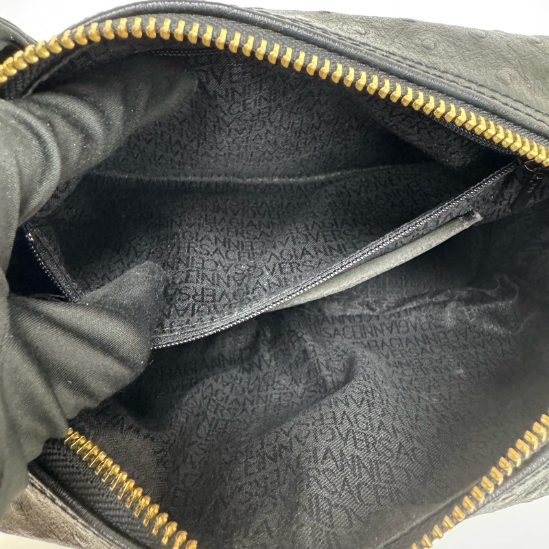 Versace 中古黑金鴕鳥紋手提包​​ 便當包 特殊款-15
