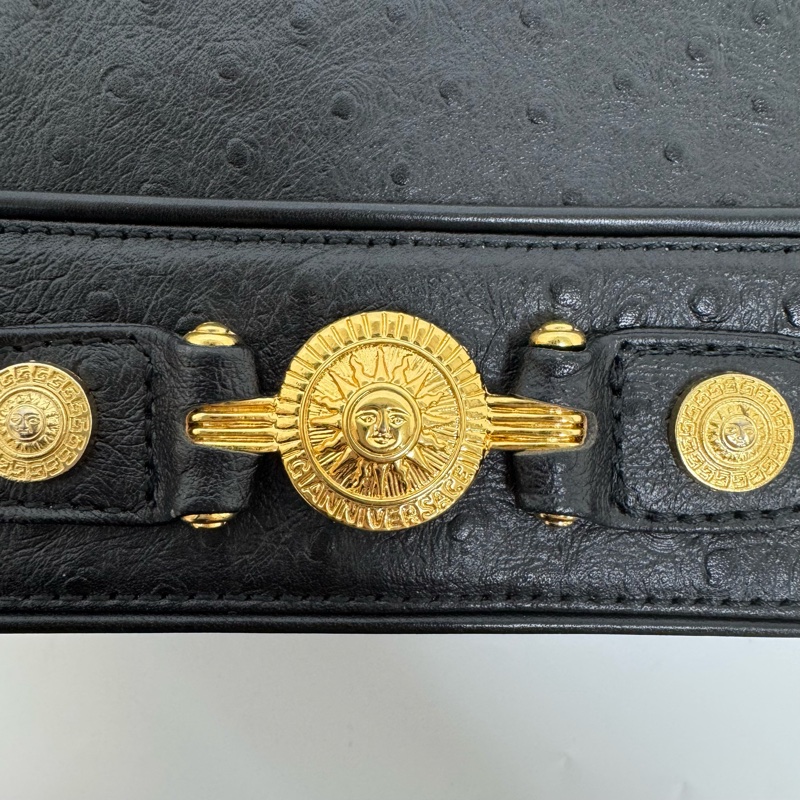 Versace 中古黑金鴕鳥紋手提包​​ 便當包 特殊款-20