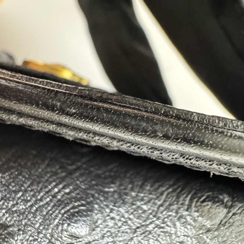 Versace 中古黑金鴕鳥紋手提包​​ 便當包 特殊款-32