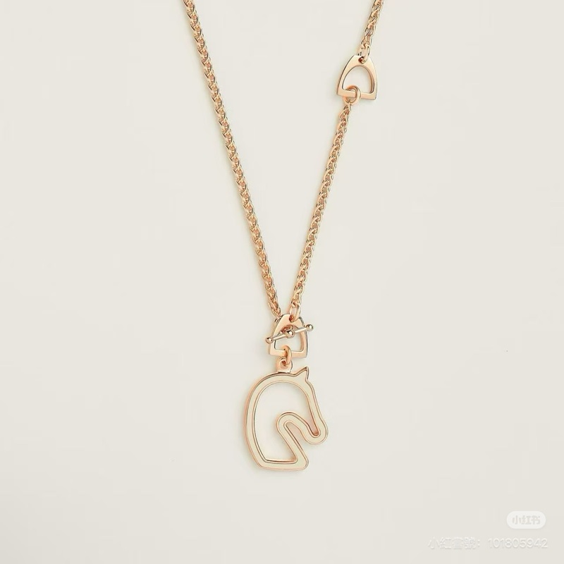 熱騰騰 新款🔥愛馬仕Hermes tonnerre馬頭🐴項鍊 白x金配色尺寸pm-6